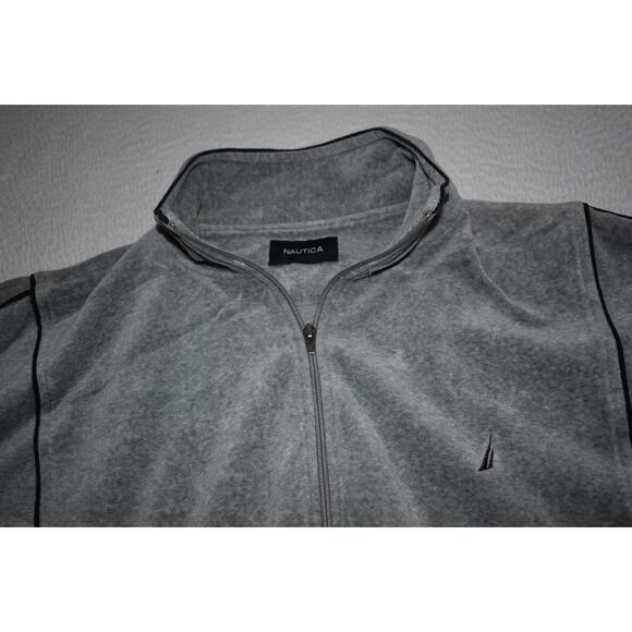 Nautica Velour Athletic Jacket Mens Size Large Y2K Style Hip Hop Polyester Blend - Picture 7 of 9